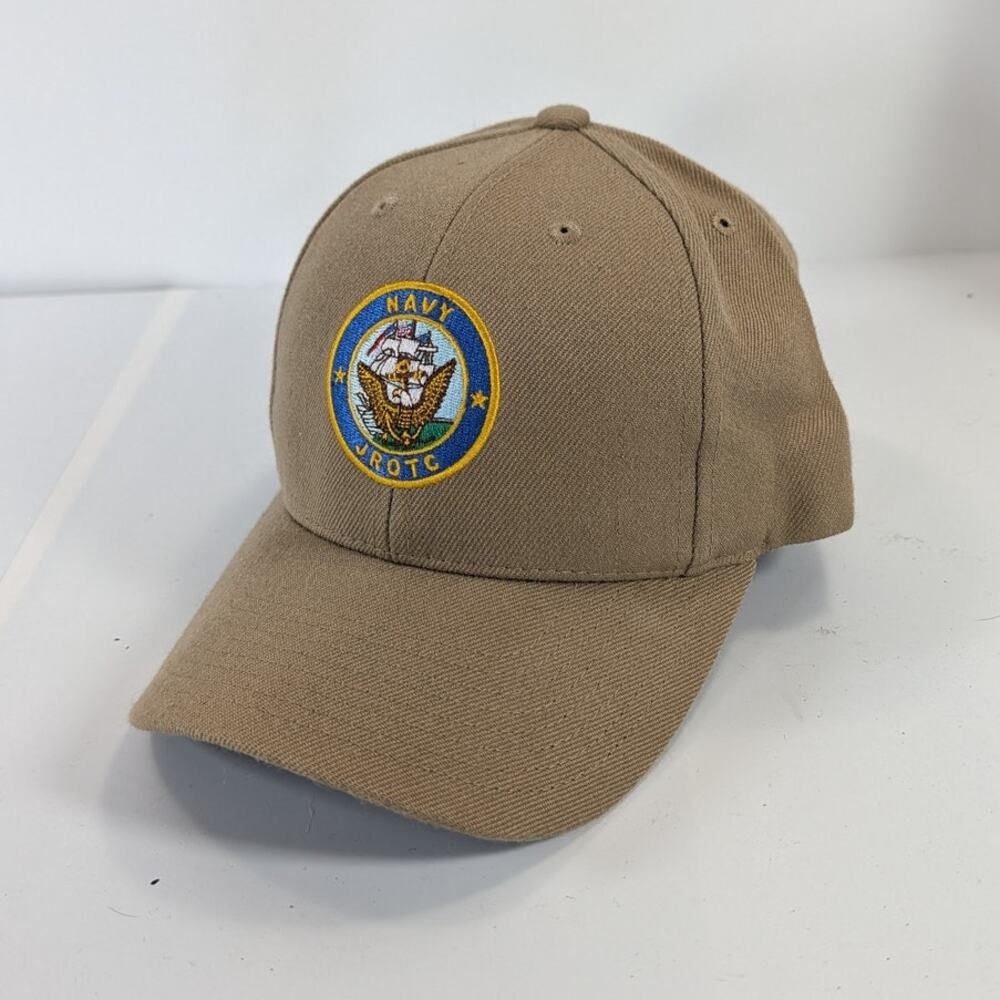 US Navy JROTC Embroidered Patch Adjustable Strapback Cap Hat Beige King George